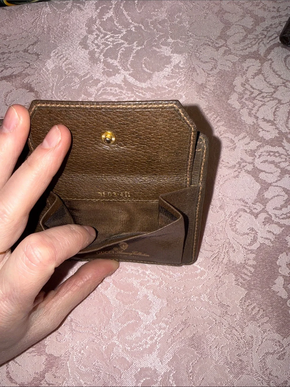 Gucci Brown GG Monogram Wallet with Brown Leather Corner